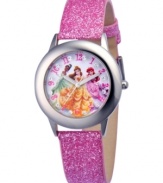 Feel like royalty in this Disney princesses watch, With a glittering strap, the dial flaunts glitzy accents.