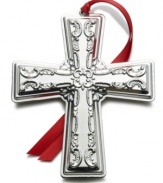 Maintain the grace and spirit of the season with Wallace's Grand Baroque Cross ornament, featuring intricate scrolling detail in sterling silver.