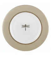 Adorned with delicate beetles and dragonflies, this classically shaped fine china salad plate combines simple elegance with casual style. The gold wing border makes your tabletop shine with elegance while the classic shape and delicate pattern exude style.