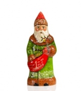A tribute to the classic Christmas carol The Twelve Days of Christmas, this unique figurine depicts Santa Claus hand-painted with music notes and the phrase: on the first day of Christmas. From Vaillancourt.