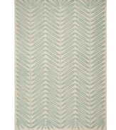 A herringbone pattern of leaves creates a fresh look for the modern home in this unique area rug from Martha Stewart rugs. Hand tufted in India of long wool fibers, this luxurious home accent presents unparalleled comfort and style underfoot.