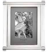 Columns of clear add chic, unexpected contrast to luxe silver plate in kate spade's contemporary Barcelona Drive picture frame.