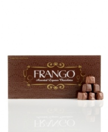 Enjoy a sweet nip of your favorite liqueur flavor, flawlessly combined with Frango's famous chocolate. Each heavenly bite delivers a smooth, rich burst of grownup taste. Enjoy a sweet nip of your favorite liqueur flavor, flawlessly combined with Frango's famous chocolate. Each heavenly bite delivers a smooth, rich burst of grownup taste.