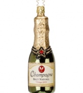 'Tis the season to celebrate. Brilliantly hand-painted with beautful colors of the season, this Brut Champagne ornament is mouth-blown in Germany of the finest glass for a truly timeless holiday heirloom.