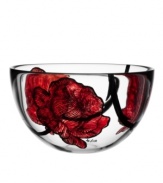 Inked with big red roses in eco-friendly paint, the handcrafted Tattoo bowl features beautiful art glass with a cool rock n' roll edge. Designed by Ludvig Lofgren for Kosta Boda.