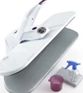 Make a good impression. Quick, easy & incredibly powerful, this steam press offers a pressing area that is 10 times the size of a conventional iron, so the toughest wrinkles, creases & kinks don't stand a chance. Cut down the time you spend prepping clothes by up to 75% and say goodbye to the dry cleaners, too, with a professional approach that entirely revolutionizes your laundry day routine. 1-year warranty. Model SSP-3208.