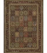 An artful presence with timeless Persian influence. This exquisitely ornate area rug is abound in beautiful array of earthy tones, made from Nourison's own Opulon(tm) yarns for a densely woven pile with long-lasting color retention and durability.