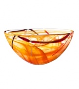 With a fiery orange haze and hand-applied bands of eye-catching color, each Contrast bowl from Kosta Boda is completely unique. A simple shape showcases each stroke and swirl with bold artistry.