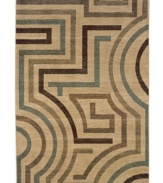 A labyrinthine line motif in a rich color palette brings gorgeous dimension in this stunning area rug from Sphinx. Woven of durable, long nylon fibers that also offer a soft hand, it serves to enliven any space with beautiful movement.