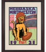 The Huskers put up a fight but couldn't compete with the fierce Wildcats at their 1931 college football duel. The final score? Nebraska: 7; Northwestern: 19. Celebrate that winning spirit every day with wall art featuring the cover from that day's program.