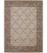 A triumph of texture and tone, this awe-inspiring rug brings life to any room with its latticework of blossoms and vines finished in a soft, pleasing palette. Bearing the rich patina of premium-quality Opulon(tm) yarns, each rug boasts a densely woven and strikingly luxurious pile that's a pleasure to touch and admire. One-year warranty.