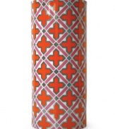 Reinventing retro patternwork in high-gloss glaze, the Jonathan Adler Carnaby vase offers a vibrant home accent to showcase your blossoms and fine taste.