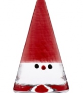A modern take on classic Santa decorations, this simple glass cone features a red top and dots for the eyes and nose. Hand-painted and beautifully simplistic, this cone brings contemporary touches to your holiday decor.