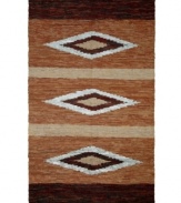 Olé! Spice up your decor with the gorgeously festive style of the Matador rug from St. Croix. Durable leather strips in earthy hues are meticulously hand woven with fine cotton strands, resulting in a beautiful, rustic texture and braided diamond pattern that accents even the most eclectic decor.