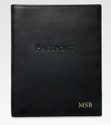 Hand-sewn of supple Italian calfskin, it includes 5 credit card slots and passport compartment. 4.5 X 5CalfskinMade in USAFOR PERSONALIZATIONSelect a color and quantity, then scroll down and click on PERSONALIZE & ADD TO BAG to choose and preview your monogramming options. Please allow 1 week for delivery.