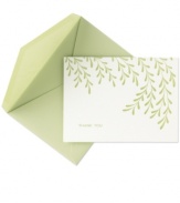 Everyone will return the thanks when they receive these delightful letterpress cards from Crane. Featuring celery-green willow branches on heavy cotton paper with ample space for expressing your gratitude.