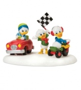 It's a race to the finish with Huey, Dewey and Louie taking turns on their favorite Christmas presents from Uncle Daffy. A great gift in itself, from the Department 56 Mickey's Village.