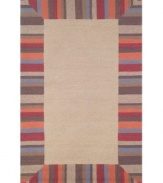 Beachy-keen! A vivid burst of color borders this casually stylish indoor/outdoor rug from the Tommy Bahama Beachcomber collection. Durable, fade-resistant fibers are hand-hooked to create a richly layered surface, making the rug a perfect accent in any high-traffic area. Hose off for easy cleaning.