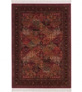 A richly colored, intensely detailed rug that instantly recalls the traditional patterned rugs of ancient Persia while also reflecting a modern sensibility and color palate. With features like 100% New Zealand semi-worsted wool and hand-knotted fringes, your Kashimar rug will be a treasured possession for years to come. 25-year limited warranty.