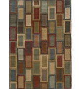 A definitive mid-century modern statement, the Yorkville area rug depicts a smart geometric design in a vivid color arrangement. This contemporary home accent is constructed of soft, low pile fibers for an exquisite finish to any room decor. (Clearance)