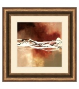 A burnished bronze frame contains the robust energy and modern drama of Copper Melody I, a bold art print by artist Laurie Maitland. Black and white wavelengths on mottled shades of copper and cream command attention in any setting.