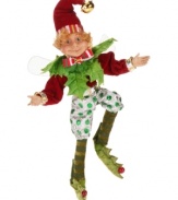 A unique & joyous celebration of Christmas, the Holly Leaf Pixie figurine features vibrant red and green fabrics and cute holly leaf designs to bring a festive feel to your holiday setting. An intricately crafted design from Mark Roberts.