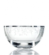 Etched with stems of leafy foliage, the Gardner Street peony bowl from kate spade emanates fresh, contemporary elegance in luminous crystal. A lovely accent for the bookcase or coffee table and beautiful gift for style-minded brides.