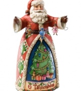 Santa wins most spirited this year as he debuts a new red suit emblazoned with an iconic Christmas tree. Ready to hang another string of his favorite ornaments, this folk-inspired figurine perfectly captures the festivities.