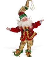 As festive as it gets, this bespectacled fairy from Mark Roberts brightens up a room with glitter, gold and glistening bells on. Adjust his flexible arms and legs to sit, stand or strike a fabulous pose.