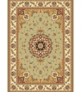 Safavieh's Lyndhurst collection offers the beauty and painstaking detail of traditional Persian and European styles with the ease of polypropylene. With a symphony of florals, vines and latticework detailing, these beautiful rugs bring warmth and life to any room. Polypropylene resists stains, keeping rugs pristine for years to come. This rug features a soft grey border with sage green, leafy detailing throughout. The dark center is reminiscent of constellations in the night sky--serene and lovely. (Clearance)