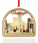 The impressive skyline of Chicago is depicted in this glittering Christmas ornament from ChemArt. Made of 24k gold-plated brass, it's a striking way to remember one of America's most important cities.