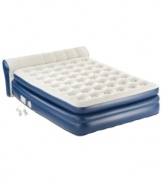 Sleep in style! An innovative design with a flocked headboard lets you kick back & relax on your air mattress-read a book, watch TV, have breakfast in bed & beyond! A built-in pump inflates in less than 3 minutes and the control wand lets you adjust the firmness, so it's just right all night.