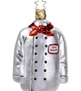 Preparing for Christmas! This Chef's Jacket ornament from Inge-Glas captures the holiday tradition of gathering at the dinner table with friends & family. Mouth-blown and hand-painted.