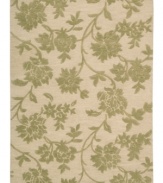 Uplifting style. Nourison's Skyland rug features lush, dreamy florals rendered in soft olive and ivory shades, bringing a heavenly feel to any space. The plush wool rug is enhanced with meticulous hand carving for beautiful detail and texture.