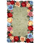 Lay down a fresh bed of color and luxurious texture with the Vision Crochet Flower area rug. Hand-tufted using Liora Manne's exclusive Lamontage weaving process, this design offers ultimate durability for beauty that lasts, no matter the setting.