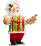 Share the big guy's taste for sweets with a Baking Santa figurine from Annalee. An apron and chef's hat get St. Nick closer to the milk and cookies he craves. Position him in a kitchen window or on a nearby shelf.