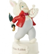 I'm late for a very important date! This adorable Snowbabies figurine pays homage to the loveable Alice in Wonderland story through a playful depiction of The White Rabbit.