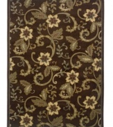 An organic swirl of florals are captured in deep, natural tones -- woodland browns and mossy greens -- on this dramatic area rug from Sphinx. Made from polypropylene for superb, stain-resistant durability, it's the ideal design for high-traffic areas.
