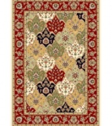 Safavieh's Lyndhurst collection offers the beauty and painstaking detail of traditional Persian and European styles with the ease of polypropylene. With a symphony of florals, vines and latticework detailing, these beautiful rugs bring warmth and life to any room. Polypropylene resists stains, keeping rugs pristine for years to come. This rug features a bold red border with an unusual spade-like pattern woven in the interior. Colorblocked shades combine for a striking effect. (Clearance)