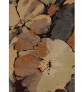Perennial favorite. Blooming with a bold floral motif, this striking area rug makes a dramatic impact wherever it's placed. Thick and resilient underfoot, this plush piece is woven from 2-ply nylon pile, ensuring easy care and long-lasting wear.