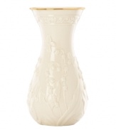 Lily of the valley springs from ivory porcelain, giving this Lenox Floral Meadow vase a delightfully understated grace. A band of sumptuous gold adds to its classic allure. Qualifies for Rebate