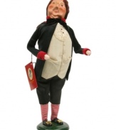 Have a ball with Mr. Fezziwig! Dickens' cheerful merchant welcomes guests to his annual Christmas party, celebrating with all the employees – even a young Ebenezer Scrooge – in this handcrafted Byers' Choice collectible.