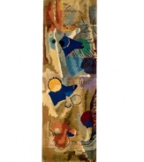 A long runner that is ideal for hallways and entryways. A mesmerizing medley of abstractions, this rug features a scattered design of irregular shapes and vibrant colors. The mixture of yellow, blue, red, green and earth tones makes the rug glow with resplendent beauty, adding a modern look to any home.