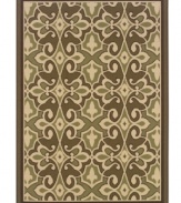 Style that transcends your everyday living space -- make this chic area rug from Sphinx part of your outdoor decor! Striking natural tones make the abstract pattern pop from a soft and durable polypropylene surface that's tough, weather-resistant and easy to clean.