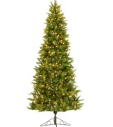 Tall and impressive with the look of a real pine, this Kurt Adler Christmas tree ensures your holidays will always be picture perfect. Eight-hundred dazzling clear lights mean it's beautiful the second you set it up.