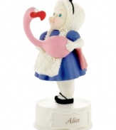 Curiouser and curiouser! This adorable Snowbabies figurine pays homage to the loveable Alice in Wonderland story through a playful depiction of Alice herself.