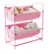 Just your sort of solution! Make sense of your child's space with these oversized, stacked double bins in a durable, bright fabric that holds up in the midst of your little one's busyness. Perfect for holding toys, books, accessories and more, this sorter has an open design that encourages kids to put their own toys away and saves space in any sized room.