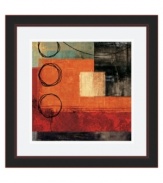 Circle meets the square. Vivid brushstrokes contrast black lines, creating a dramatic art print that appeals to modern taste. By artist Brent Nelson, this abstract design is framed in black for an especially clean finish.