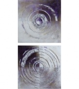 Curate your living room with Compass wall art. Rings of paint are layered for more dimension on canvas divided into shades of charcoal and violet.