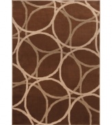 Interlacing circles in tonal shades of brown present a modern, captivating design in this Tribecca rug. The streamlined, low pile construction makes this rug both stylish and durable. (Clearance)